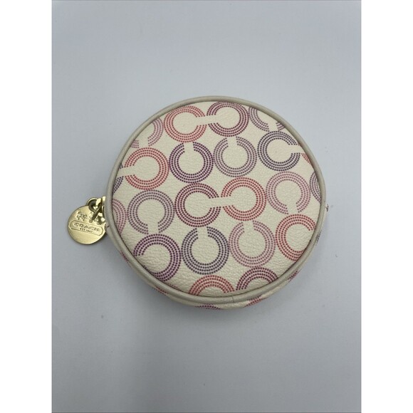 Coach Waverly Signature Op Art Round Change Purse Coin Case - Picture 1 of 7